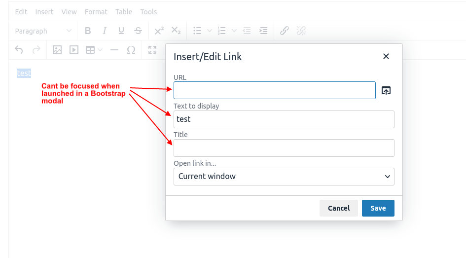 Demonstration of the modal focus bug
